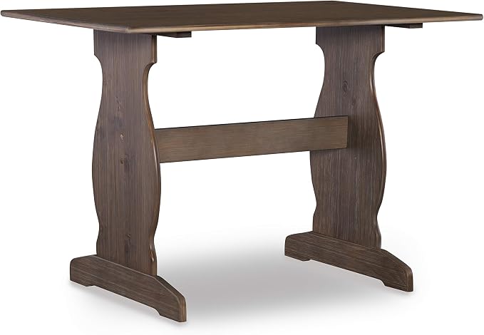 Linon Lucy Natural Wood and Linen Upholstered Corner Nook Kitchen Dining Set - Image 9