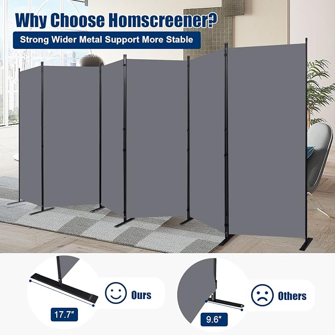 Room Divider 6FT Portable Room Dividers and Folding Privacy Screens, 6 Panel - Image 2