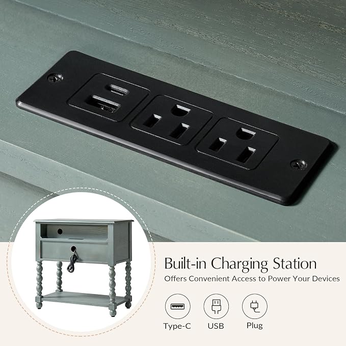 HULALA HOME Farmhouse Storage End Table Set of 2 - Image 3