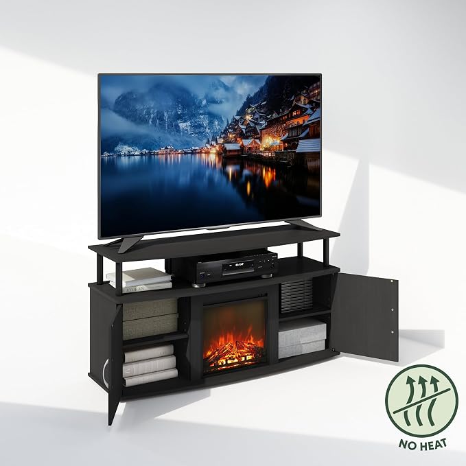 Furinno Jensen Fireplace TV Stand, NO Heat Decorative Electric Fireplace Corner - Image 4