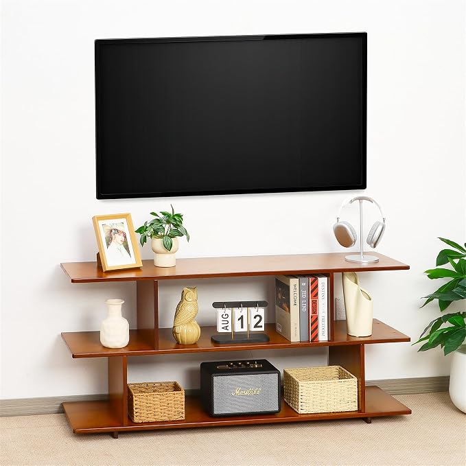 Bamboo TV Stand for TVs up to 55", 3 Tier Accent Entertainment Center by MordchilHF