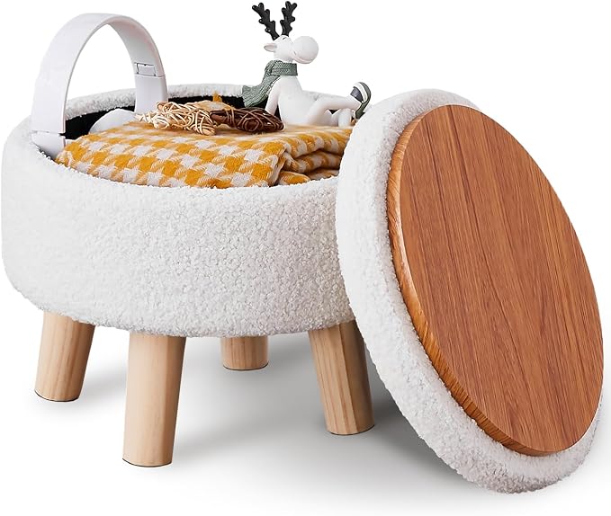 Wimarsbon Storage Ottoman, Modern Round Footrest by Wimarsbon