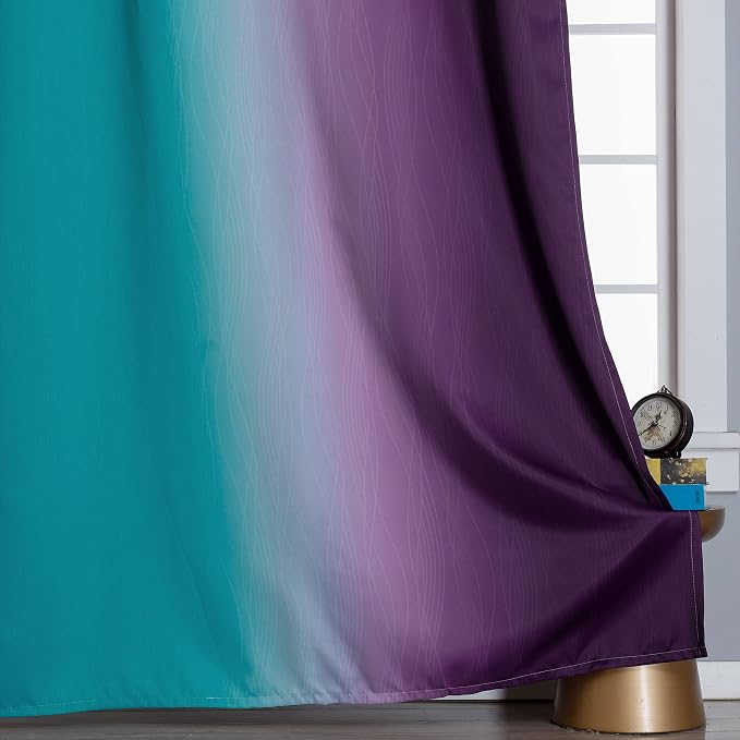 Estelar Textiler Teal and Purple Blackout Curtains - Image 6