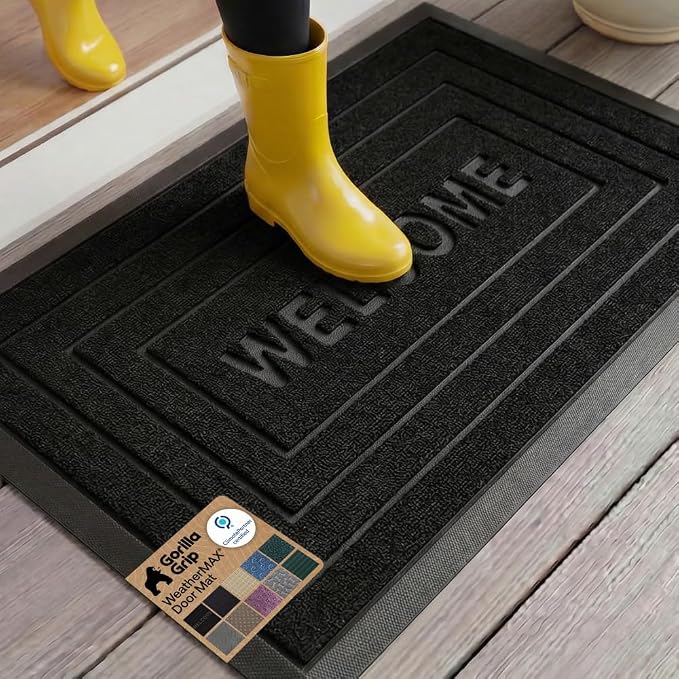 GORILLA GRIP 100% Waterproof All-Season WeatherMAX Doormat 35x23, US Designed by GorillaGrip