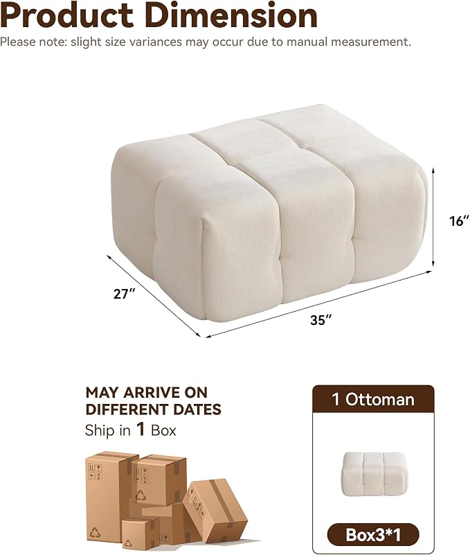 Large Boneless Ottoman, Upholstered Cloud Ottomans - Image 2