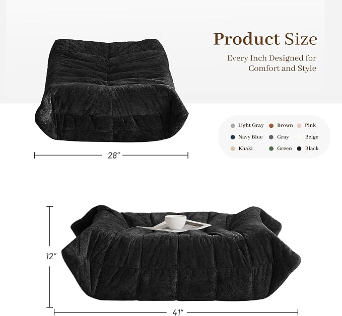 Bean Bag Ottoman, Memory Foam Lazy Bean Bag Sofa, Fireside Chair Foot Rest - Image 3