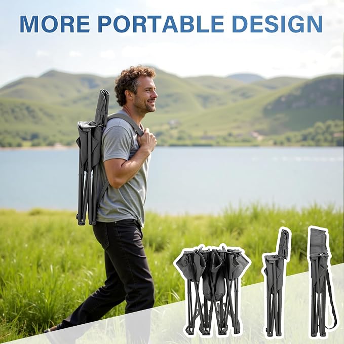 Camping Chair Set of 3, Outdoor Folding Camping Chairs - Image 6