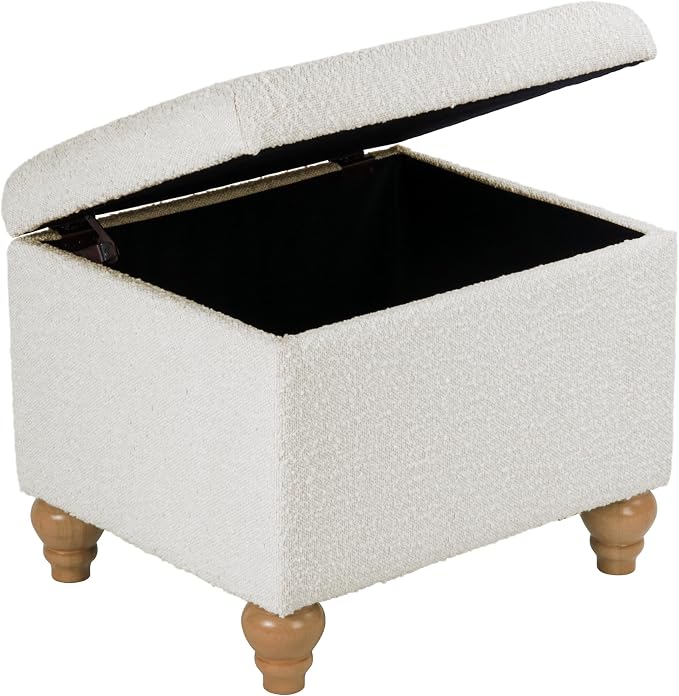 Homepop Home Decor | Upholstered MediumRectangular Storage Ottoman | Hinged Lid - Image 8