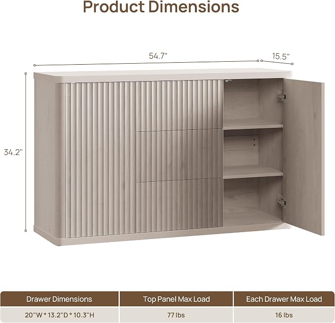 SICOTAS Buffet Cabinet with Storage 109.4" Large Modern Accent Storage Cabinet - Image 3