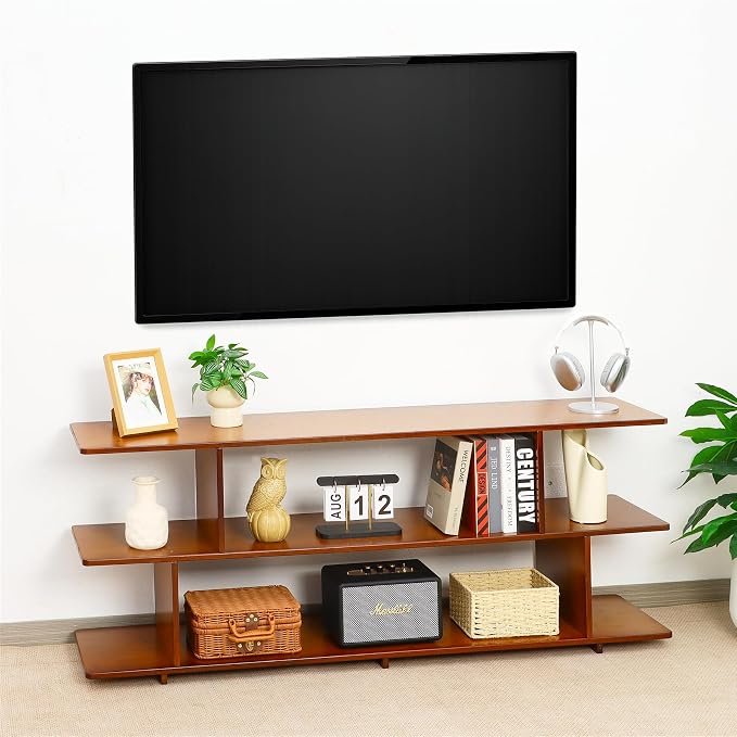 Bamboo TV Stand for TVs up to 65", 3 Tier Accent Entertainment Center by MordchilHF