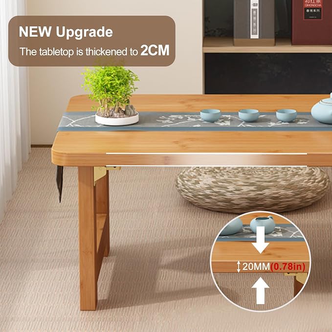 Japanese Floor Sitting Table, Folding Wood Tea Table Chabudai Japanese Coffee - Image 3