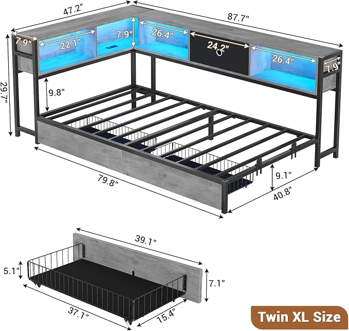 Hasuit Corner Bed Frame Twin XL - Image 3