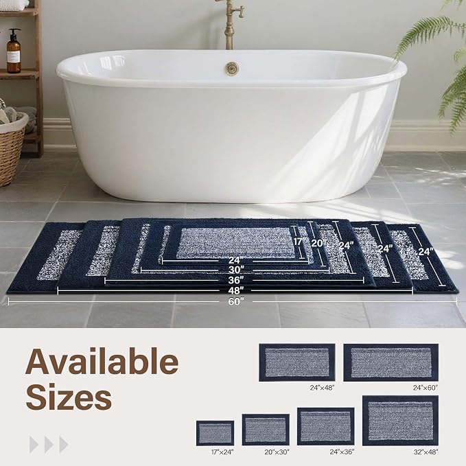 48x32 Large Bathroom Rugs Washable Non Slip, Dark Blue Bath Mat - Image 6