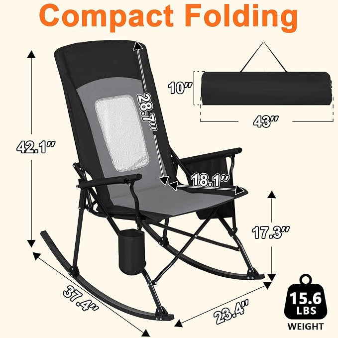 Romswi 2 Pack Rocking Camping Chair - Image 3
