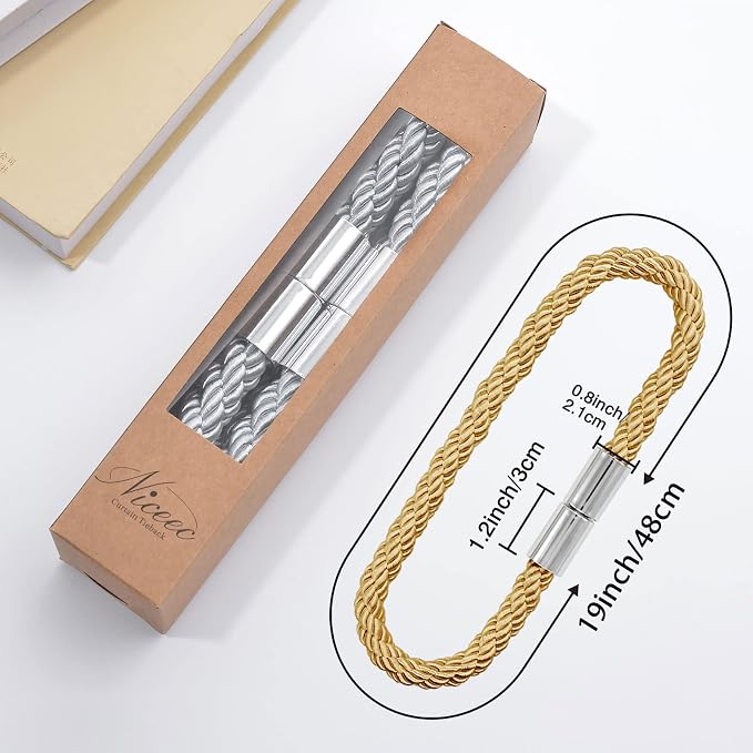 NICEEC 2 Pack Strong Magnetic Curtain Tiebacks Modern Simple Style Drape Tie - Image 5