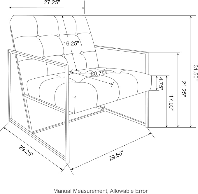 Glitzhome Mid Century Modern Accent Chair, Modern Living Room Chairs - Image 2