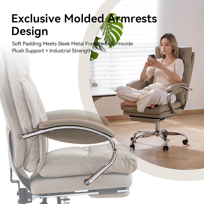 LEAGOO Office Chair with Foot Rest, Executive Reclining Office Chairs with Arms - Image 6
