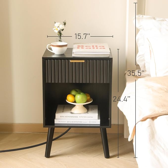 Fultyle Fluted Black Nightstand - Image 4