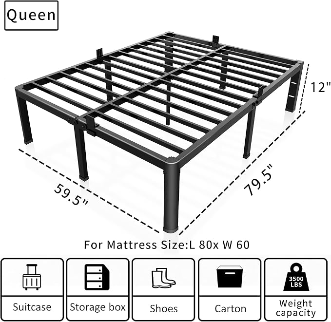 ROIL 12 inch Metal Queen Bed Frame - Image 3