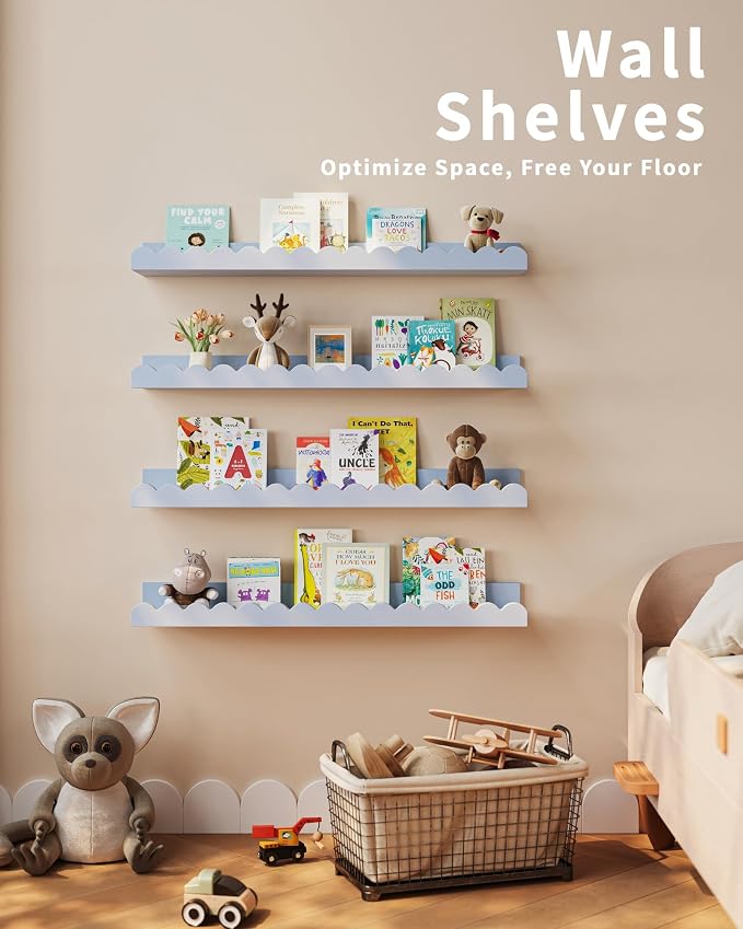 Shario Nursery Book Shelves, Scalloped Shelves, Wall Book Shelves - Image 6