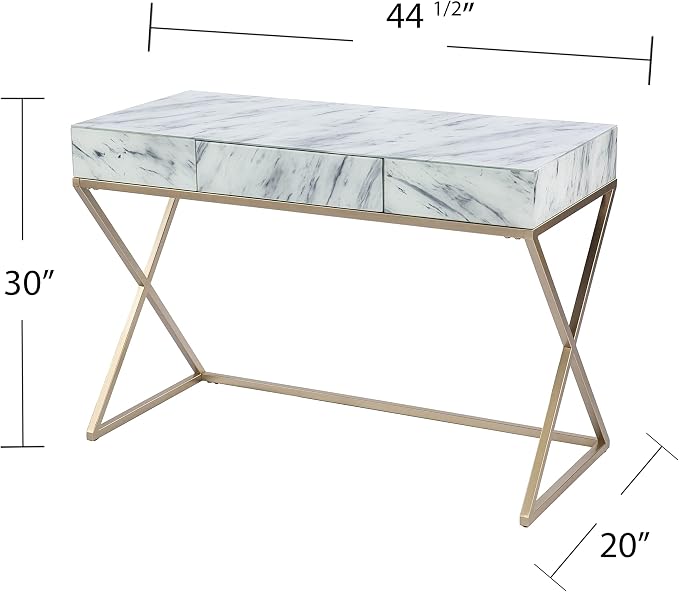 SEI Furniture - Kamblemore Faux Marble Writing Desk - Transitional Design - Image 3