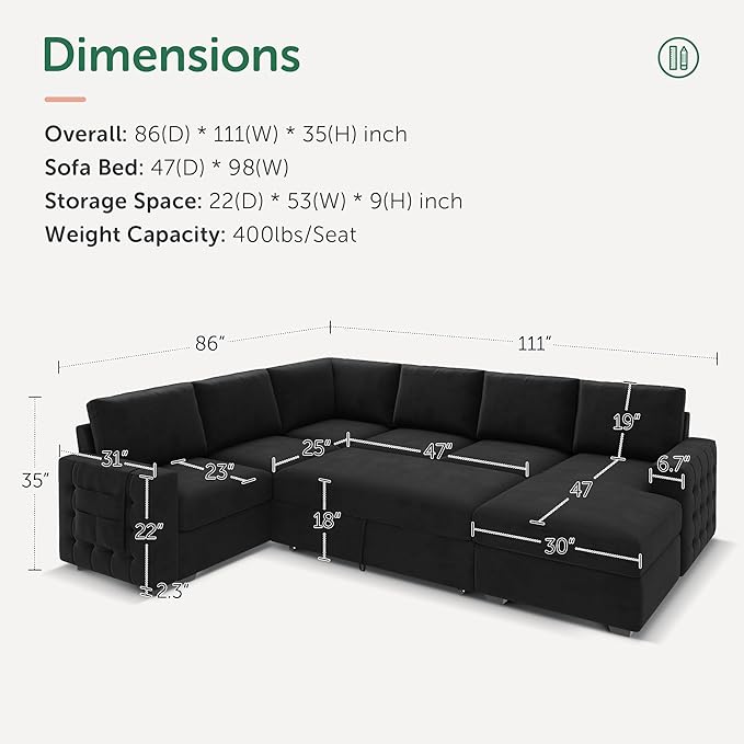 HONBAY Sectional Sleeper Sofa - Image 2