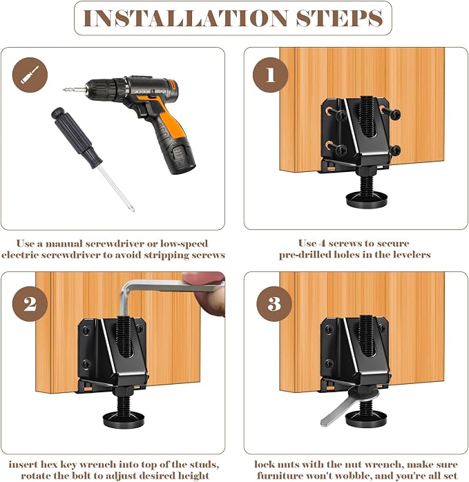 Heavy Duty Leveling Feet, 8 Pack Adjustable Furniture Levelers - Image 6