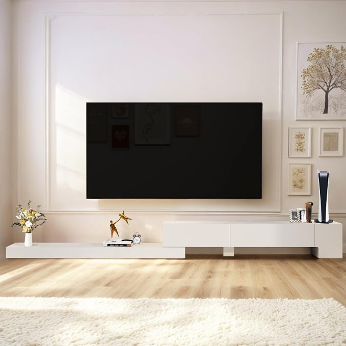 Retractable TV Shelf, Solid Wood Minimalist TV Stand, Mid-Century TV Console - Image 9