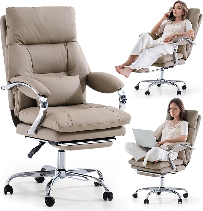 LEAGOO Office Chair with Foot Rest, Executive Reclining Office Chairs with Arms by LEAGOO