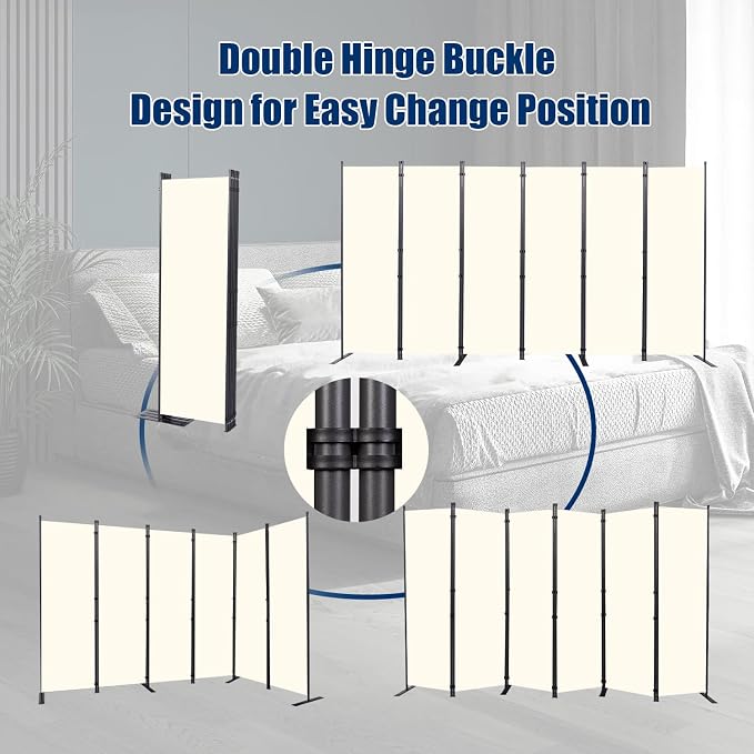 Room Divider 6FT Portable Room Dividers and Folding Privacy Screens, 6 Panel - Image 5