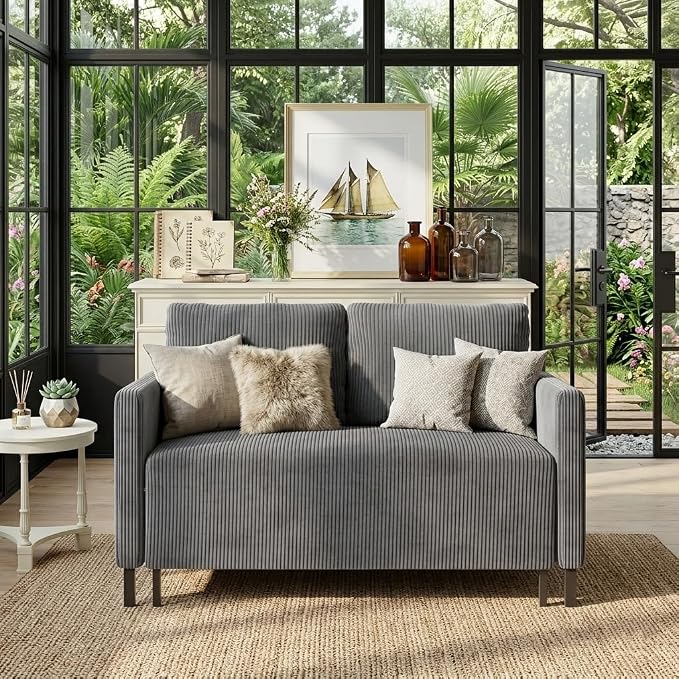 Welzona 47.2" Convertible Sofa Bed Couch, Comfy Corduroy Loveseat Sleeper Sofa - Image 2