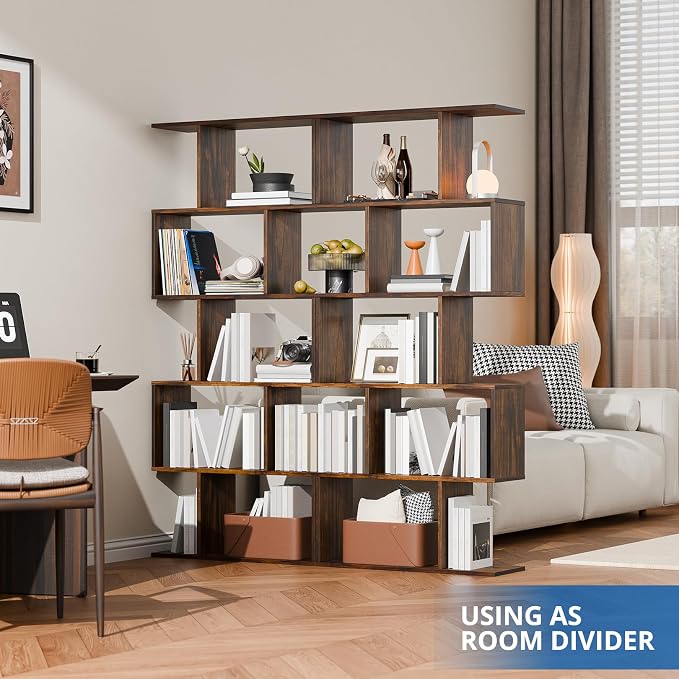 Cozy Castle Set of 2 Geometric Bookcase, S-Shaped Modern Bookshelf, Room - Image 4