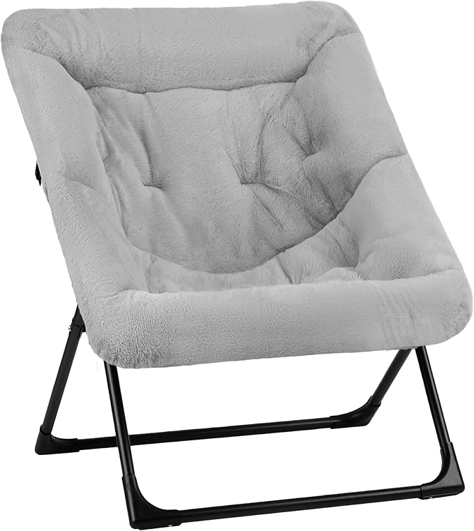 Comfy Saucer Chair for Adults, Soft Faux Fur Bedroom Chair, Accent Dorm Chairs by MordchilHF