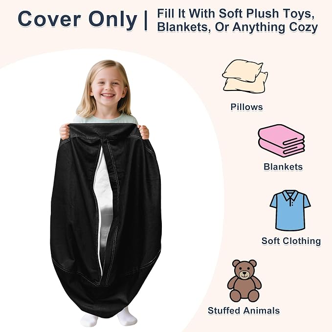 Lukeight Stuffed Animals Storage Bean Bag Chair Cover - Image 3