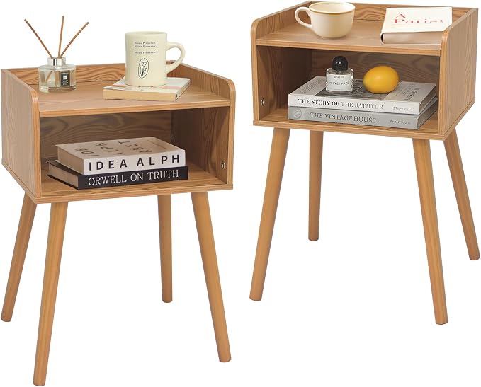 MaxSmeo Nightstands Set of 2, Mid Century Modern Side Table Bedroom by MaxSmeo