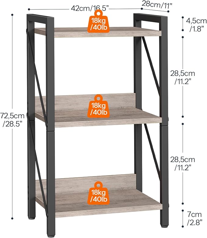 HOOBRO Bookshelf, 3-Tier Industrial Bookcase, Book Shelf Storage Organizer - Image 3