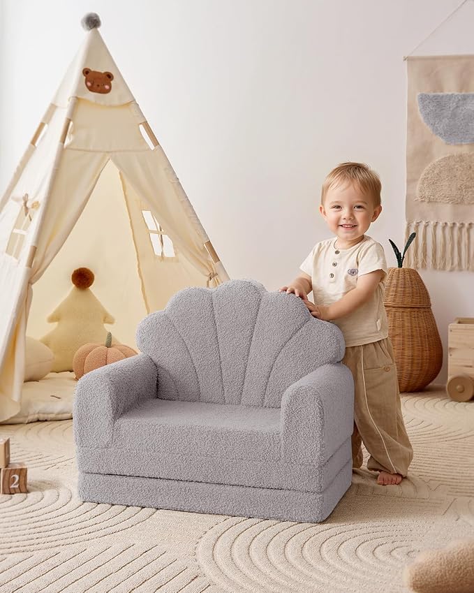 Blissful Diary Foldable Toddler Couch, 2-in-1 Comfy Toddler Chair & Lounger - Image 4