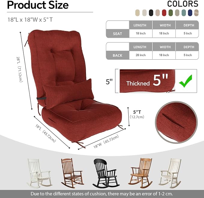 Rocking Chair Cushions with Pillow, Waterproof and Fade-Resistant Thicken - Image 2