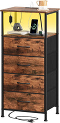 Somdot Tall Nightstand with Charging Station and LED Light by Somdot