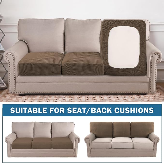 Water Repellent Couch Cushion Cover 3 Pieces Sofa Seat Cushion Covers, Stretch - Image 4