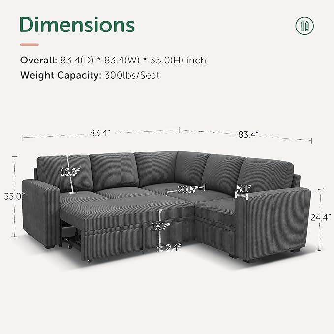 HONBAY Modular Sectional Sleeper Sofa - Image 2
