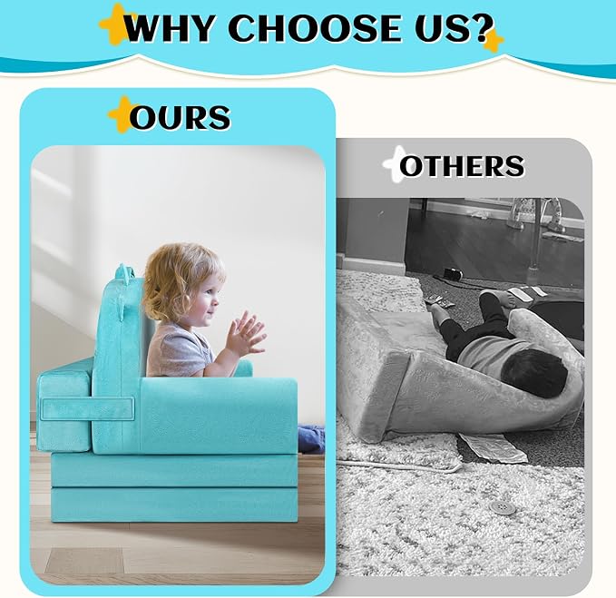 Dinosaur Kids Sofa Bed with Removable Washable Cover & Magic-Tape Backrest – - Image 6
