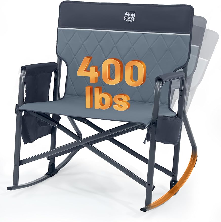 Timber Ridge Folding Oversized Rocking Camping Chair, 400lbs Capacity Portable by TIMBERRIDGE