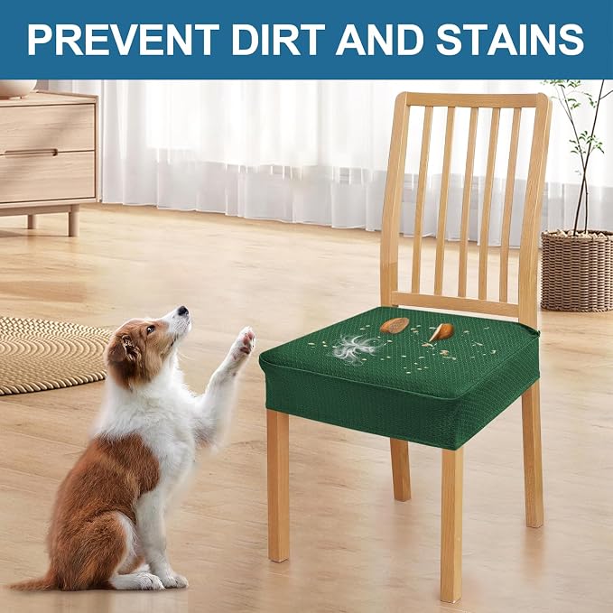 Smiry Waterproof Seat Covers for Dining Room Chairs Set of 2, Stretch Jacquard - Image 7