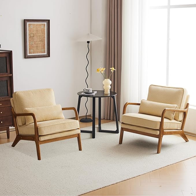 Karl home Mid-Century Modern Accent Chair, Living Room Chairs - Image 7