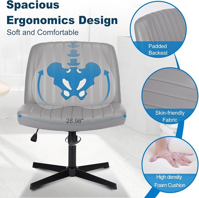 OLIXIS Criss Cross Legged Chairs Armless No Wheels Wide Seat Height Adjustable - Image 6