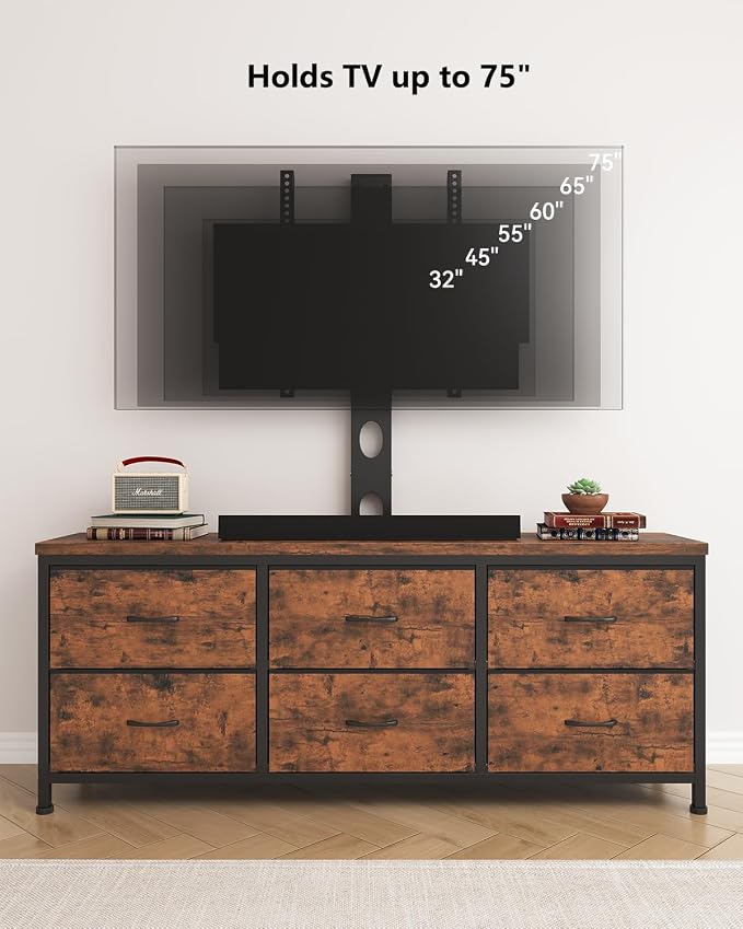TV Stand with Mount, Fabric Dresser with 6 Drawers - Image 7