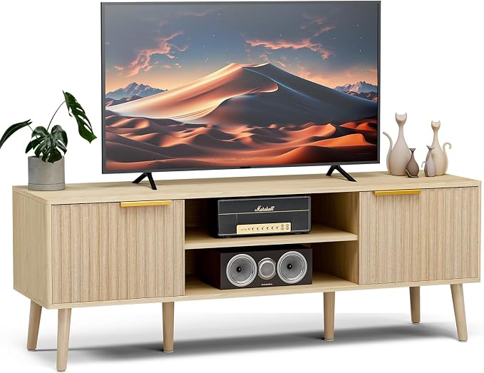 LCRBOL TV Stand for Living Room, Boho Entertainment Center for 55/60 inch TVs - Image 8