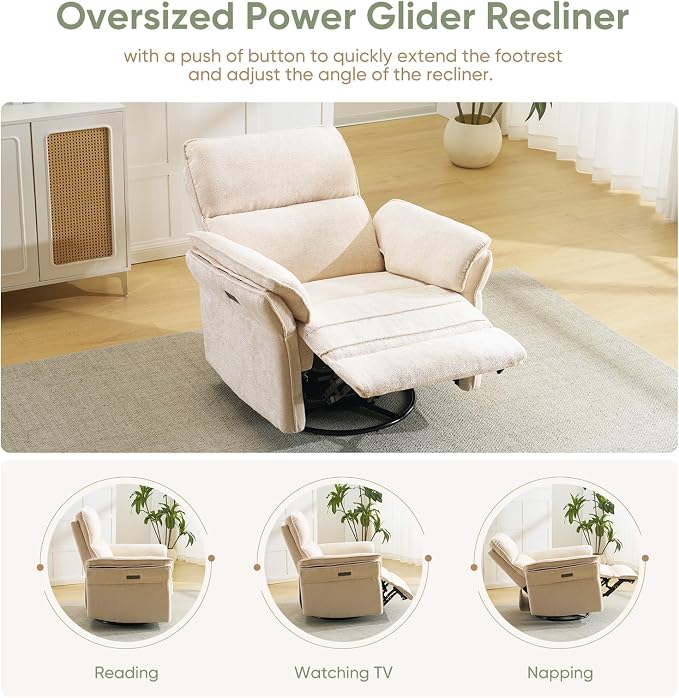 Power Swivel Rocker Recliner, Glider Recliner Nursery Chair - Image 5