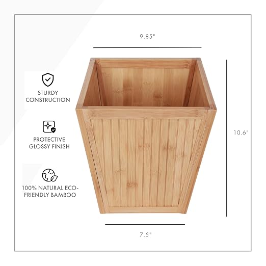 ToiletTree Products 100% Bamboo Wooden Wastebasket Trash Can - Image 5